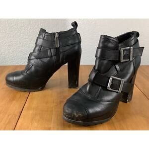 Harley-Davidson 3” Heel Samantha Black Leather Booties, Size 6